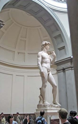 Michelangelo's David, standing tall in the Accademia