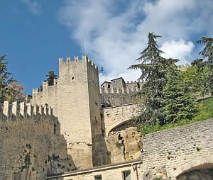 The imposing walls of San Marino