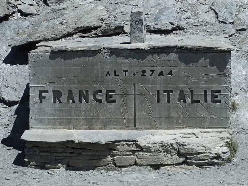 Border Sign, France/Italy on Col Agnel
