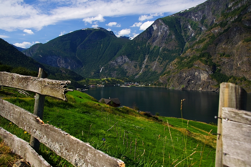 Mountains diving into a fjord in Norway