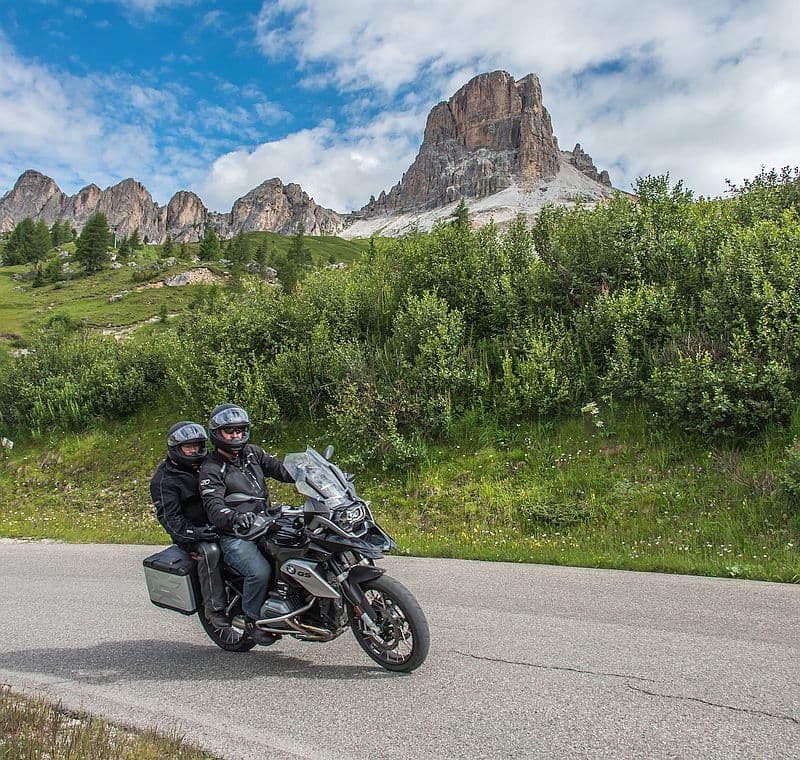 BMW motorcycle in the Italian Dolomites
