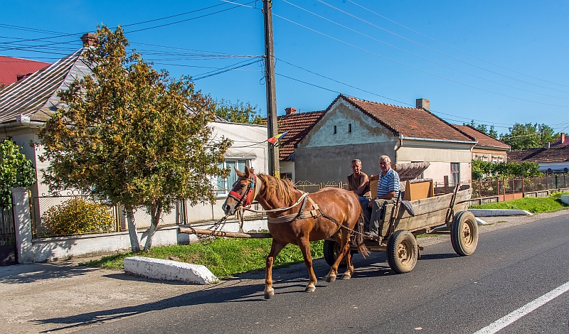 Traffic on the road near Satu Mare, Romania